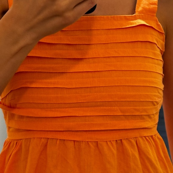 TAHARI Linen Blend Wide Stripes Pockets Pleated Bodice Maxi Dress in Orange Sz 2 - Picture 12 of 15